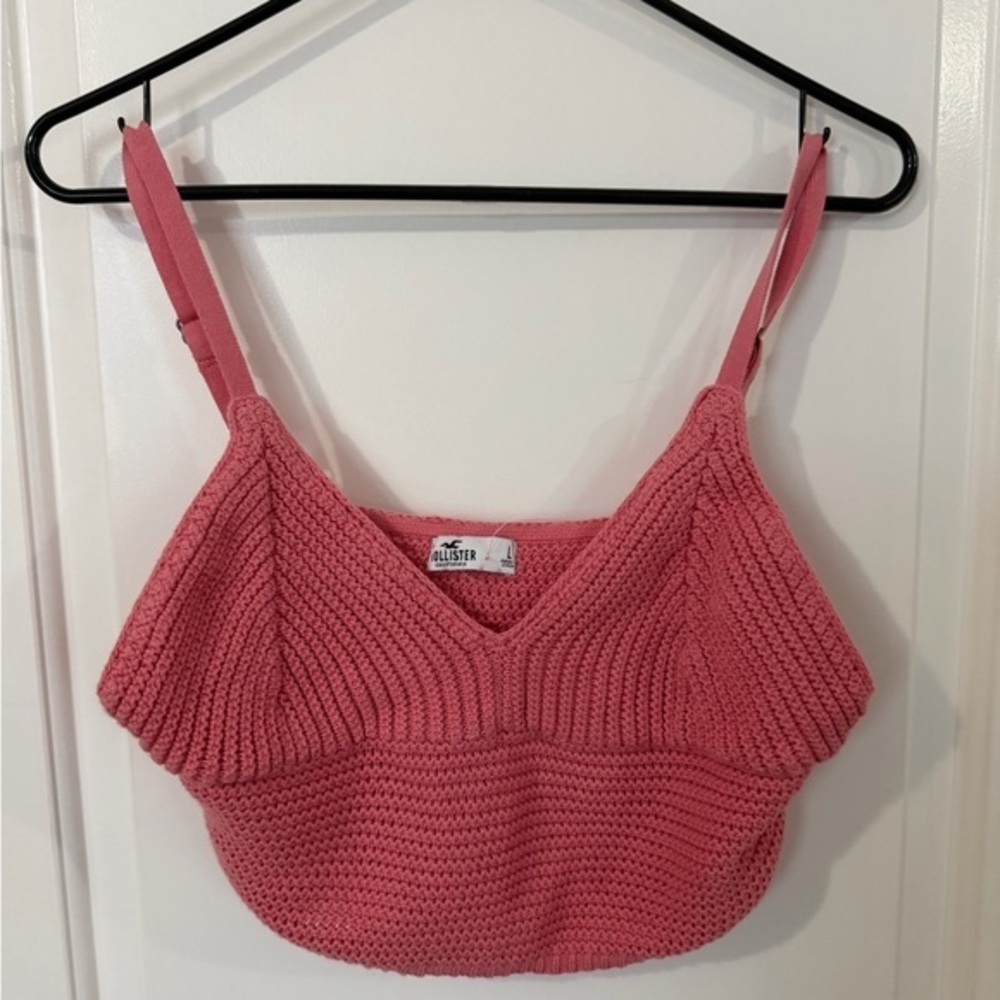 Hollister Pink Knit Cropped Bralette Cami - Large